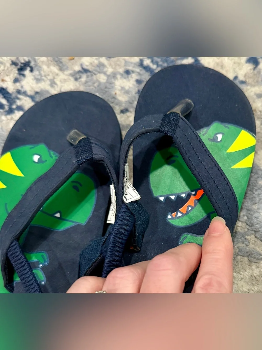 Carter's Navy and Green Dinosaur Toddler Flip Flops